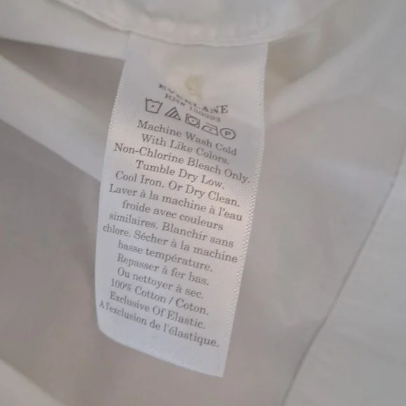 Everlane Womens White Cotton Smocked Neck Baby Doll Tunic Blouse Puff Sleeves MD - Picture 8 of 9